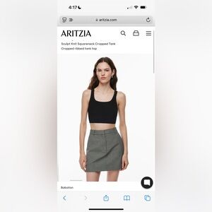 Aritzia Babaton Sculpt Knit Squareneck Cropped Tank